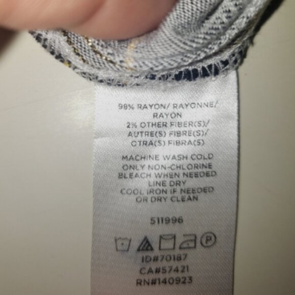 Ann Taylor LOFT Metallic Tartan Plaid Split V-Neck Tunic Shirt Black XL - Picture 4 of 4